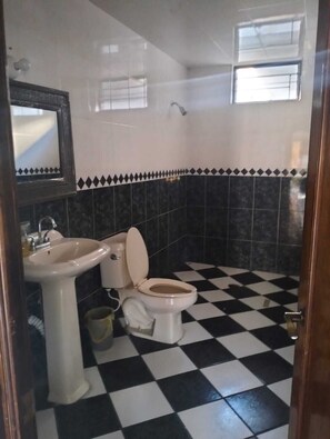Casa clásica, balcón | Baño | Regadera, jabón, shampoo, papel de baño 