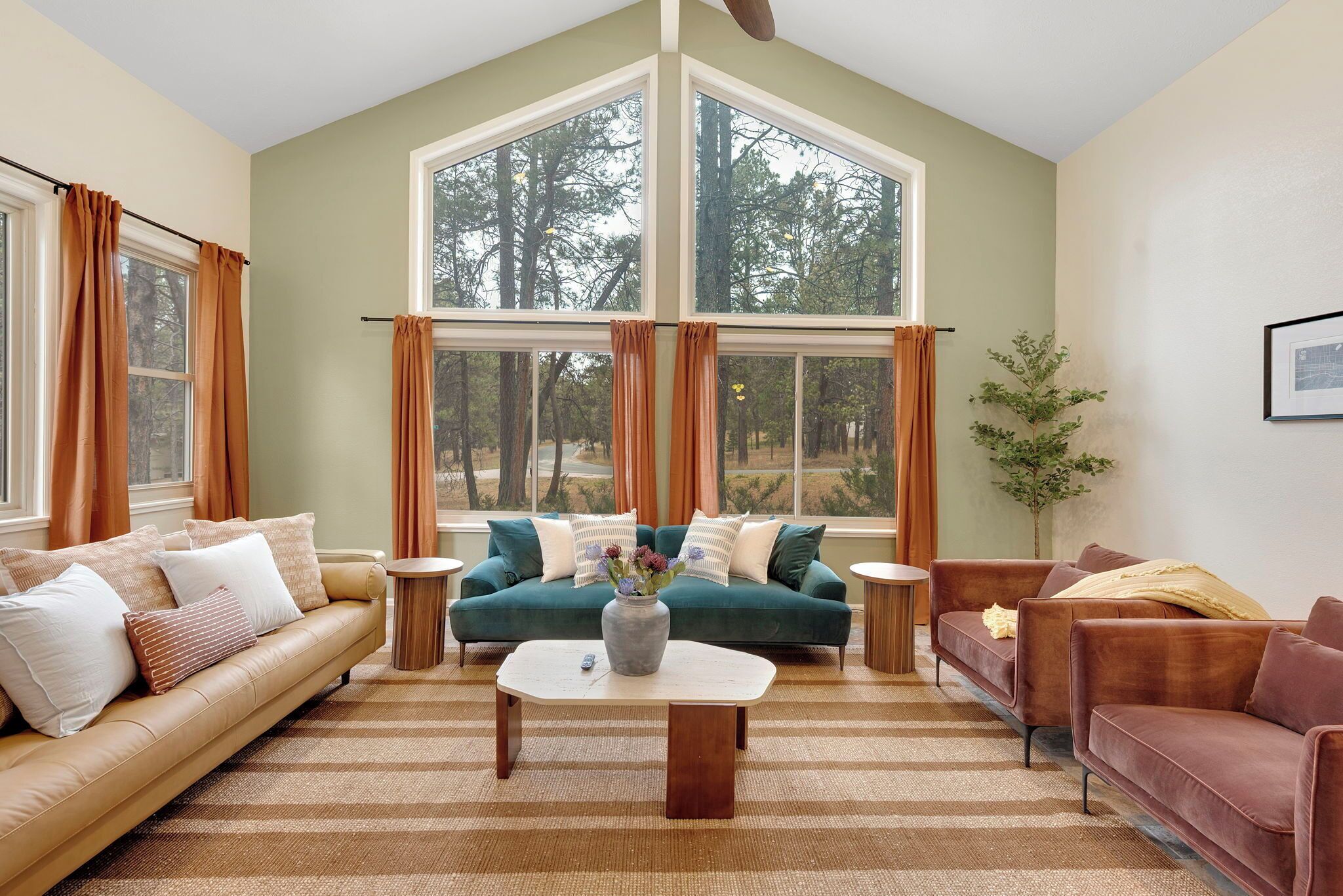 Smart TV, fireplace, table football, books