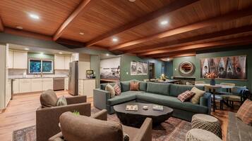 Smart TV, fireplace, video games, books