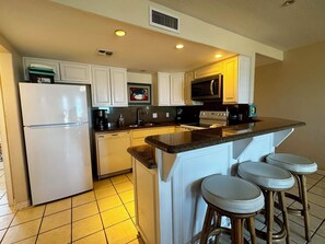 Fridge, microwave, oven, dishwasher