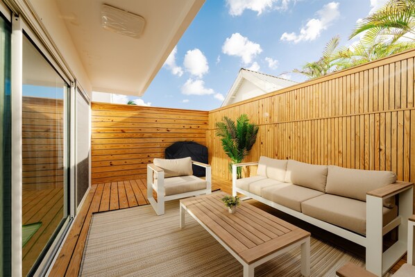 Terrace/patio - Modern 2BR Villa | Beach Access | Mins to Maho (Simpson Bay)