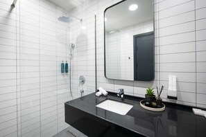Shower, hair dryer, towels - Penthouse Studio Suite with Kitchen (T'bilisi)