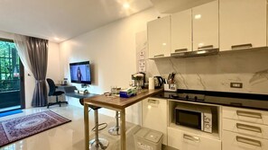 Fridge, microwave, stovetop, coffee/tea maker - Emerald 312A - Studio with Balcony and shared Pool (Pa Tong)