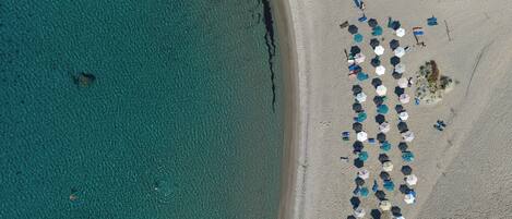 Am Strand, Liegestühle, Strandtücher