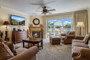 TV, fireplace - Ground Floor Condo | Golf Course Views | NO Stairs | Free Dollywood Tickets (Pigeon Forge)
