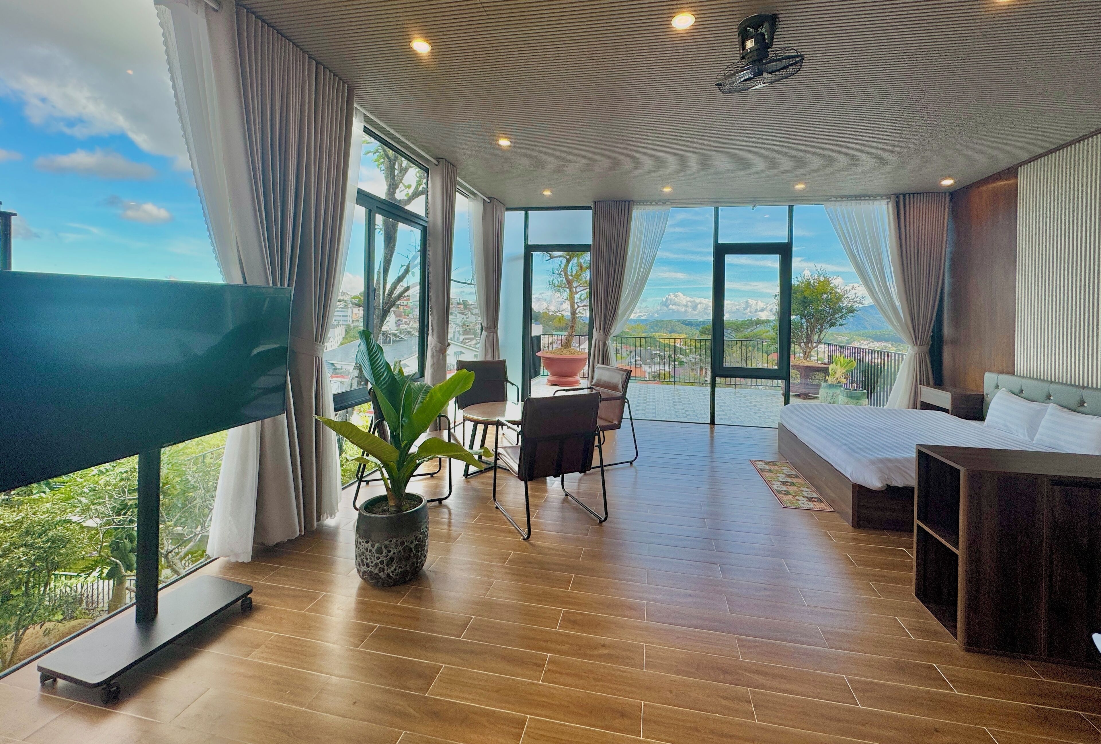 Quadruple Room, Mountain View | Premium bedding, pillow-top beds, minibar, free WiFi