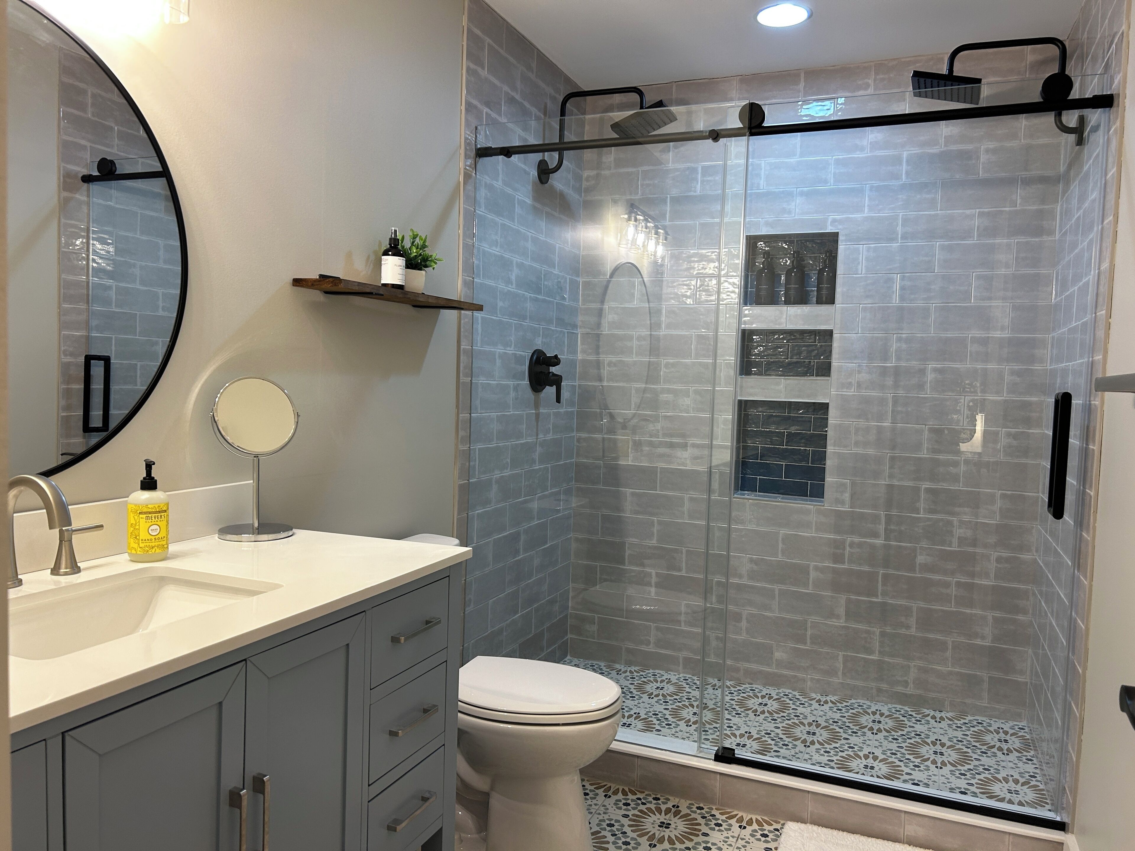 Shower, eco-friendly toiletries, hair dryer, towels