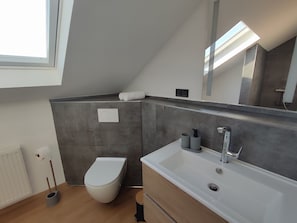 Hair dryer, towels, soap, toilet paper - Vacation home Franzi with barbecue, garden and terrace, quiet location on the outskirts up to 6 pers (Grebenhain)