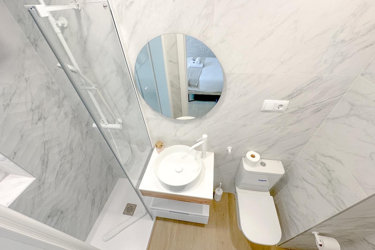 Bathroom | Shower, hair dryer, towels, soap
