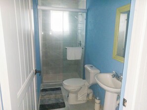 Shower, towels, soap, toilet paper - Grateful #2 1&2 BDS APT, CAR RENTALS Available (Bridgetown)