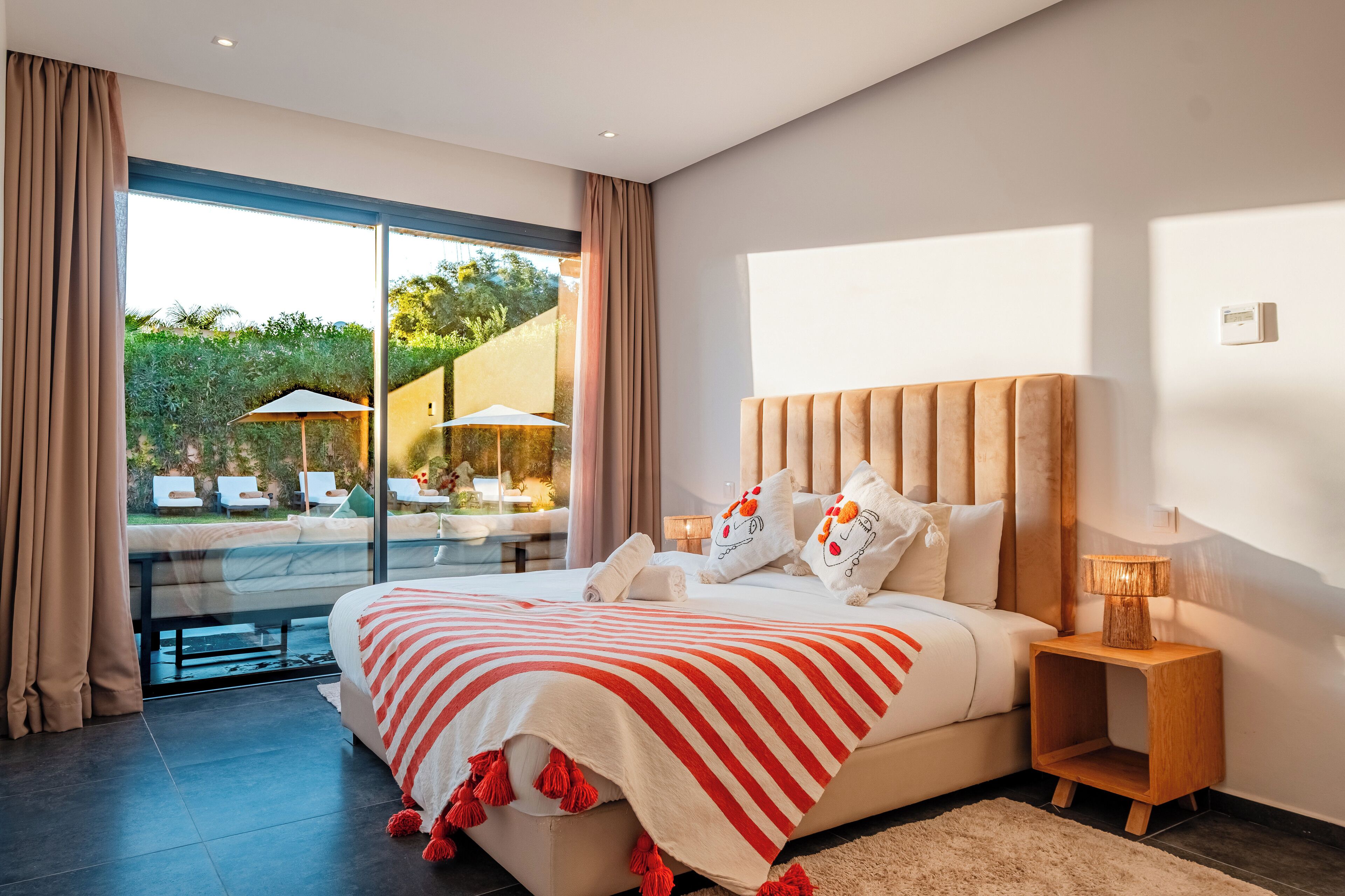 Premium bedding, blackout curtains, soundproofing, free WiFi