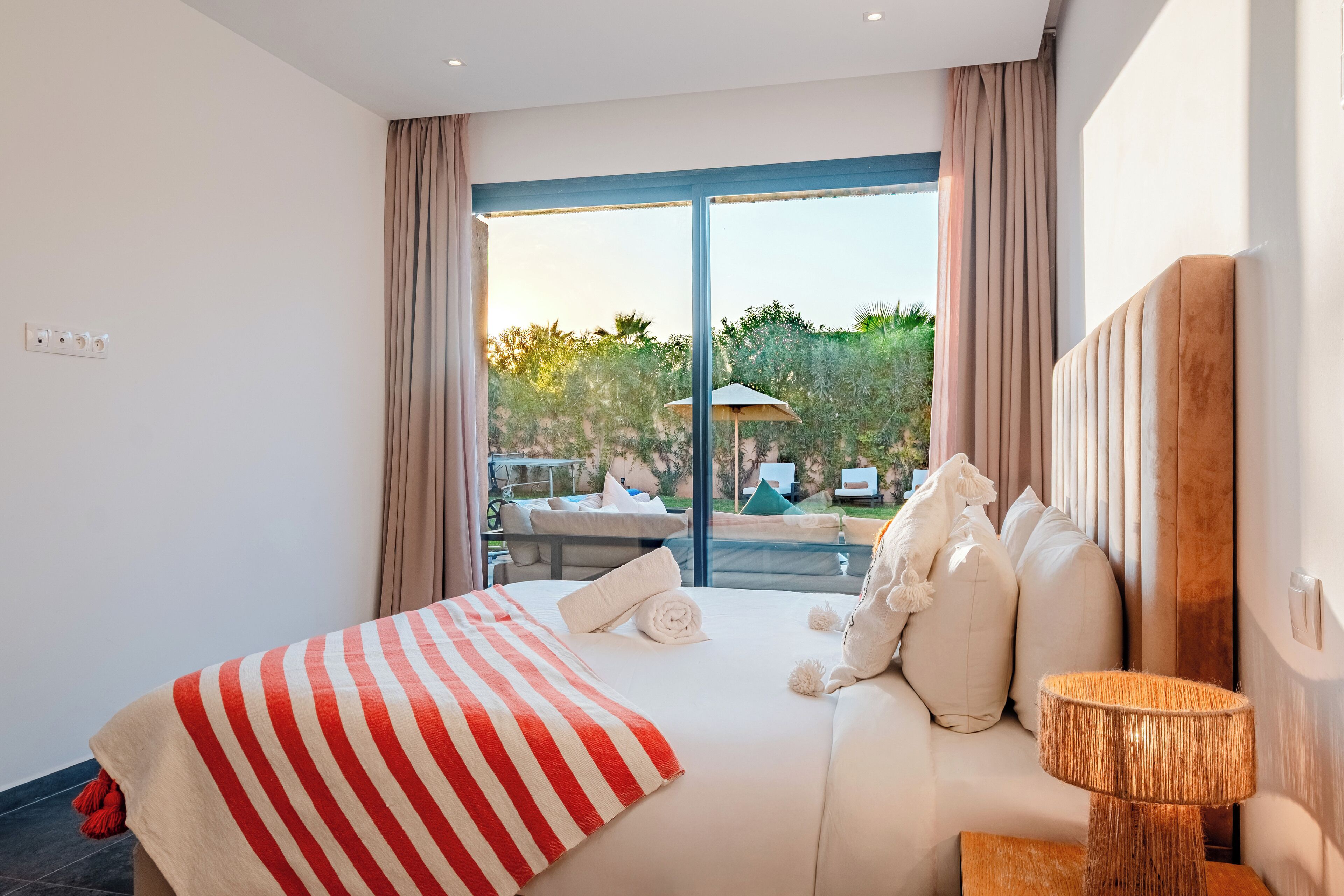 Premium bedding, blackout curtains, soundproofing, free WiFi