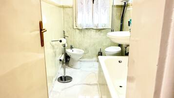 Haartrockner, Bidet, Handtücher, Toilettenpapier