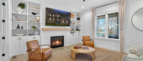 TV, fireplace, table football, offices