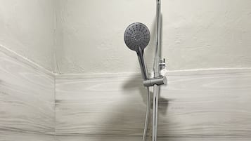 Shower, soap, toilet paper
