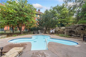 Outdoor pool, a heated pool - Top floor, Mountain facing 2Bd, 2Ba @ Mountain Creek (Vernon Township)