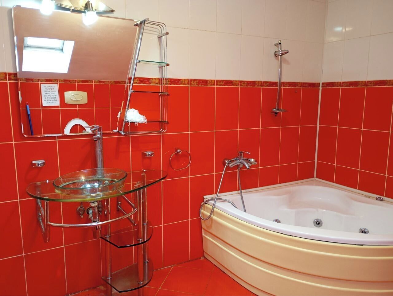 Ducha, bidé, jabón y papel higiénico