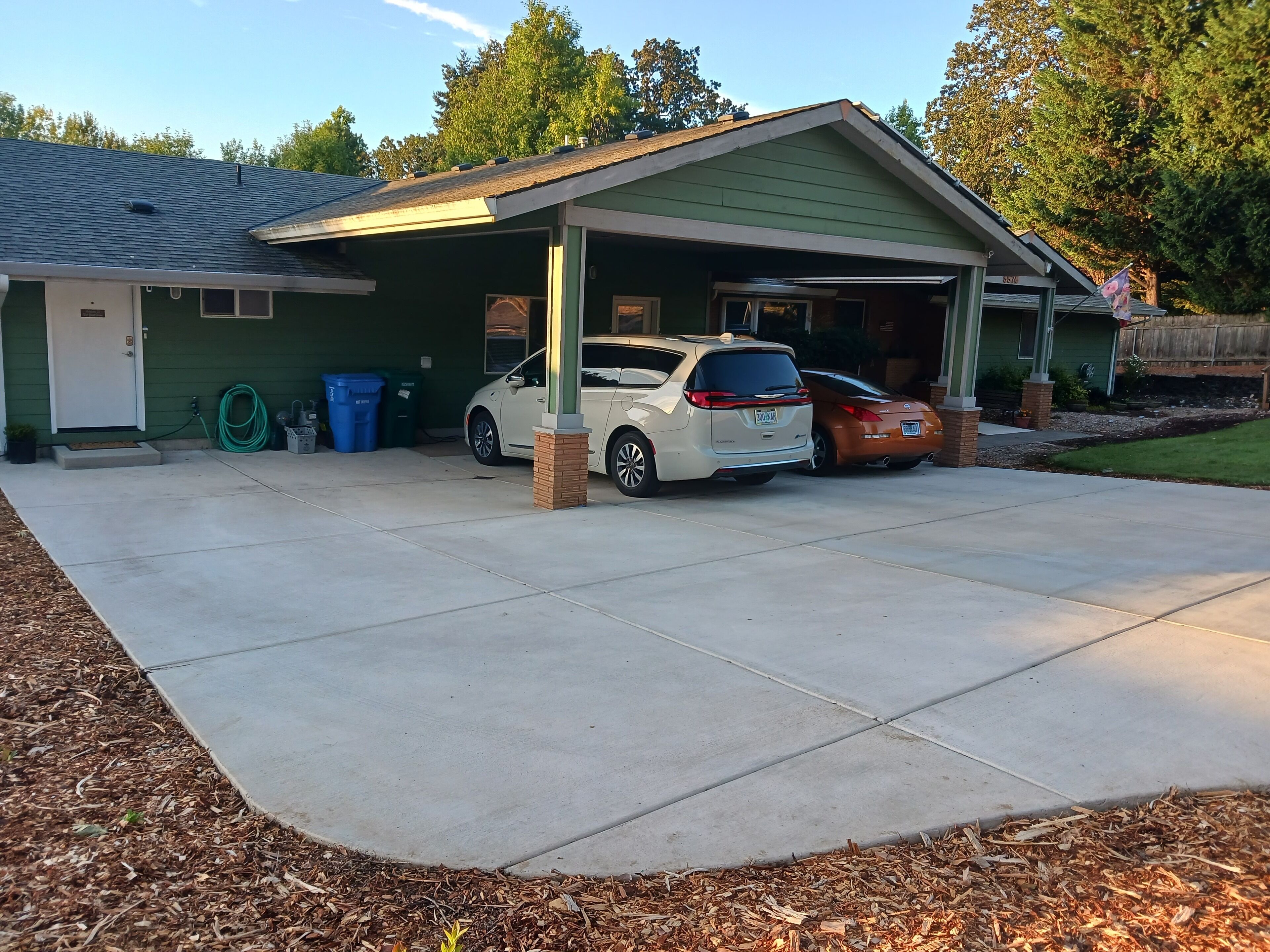 Guest Front Entrance and Parking. Outlet provided for level-1 EV charger. 