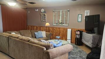 Smart TV, DVD player, video library, printers