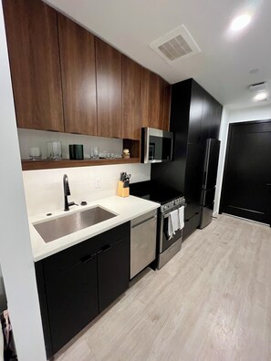 Private kitchen - Cozy studio apartment in Denver with AC and gym access (Denver)