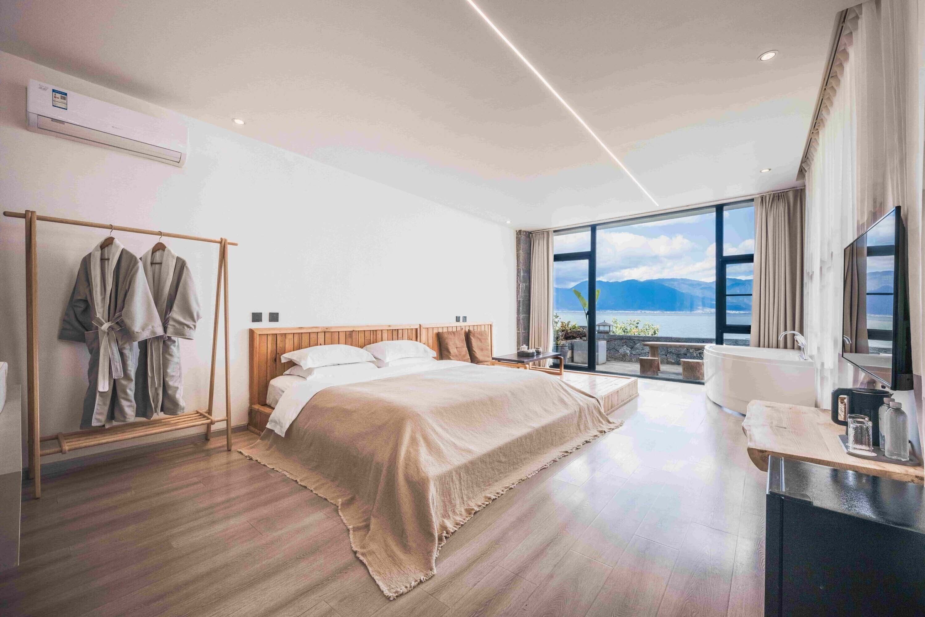 舒适双人房, 露台, 海景 | 特色装修、特色家居、办公桌、遮光窗帘