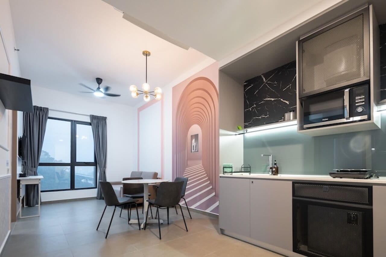 Deluxe Apartment, 2 Bedrooms, City View | Private kitchen | Fridge, microwave