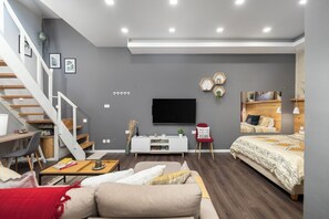 Leilighet, 1 queensize-seng med sovesofa, aircondition | Oppholdsområde