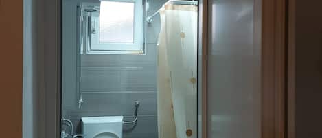Shower, free toiletries, hair dryer, soap