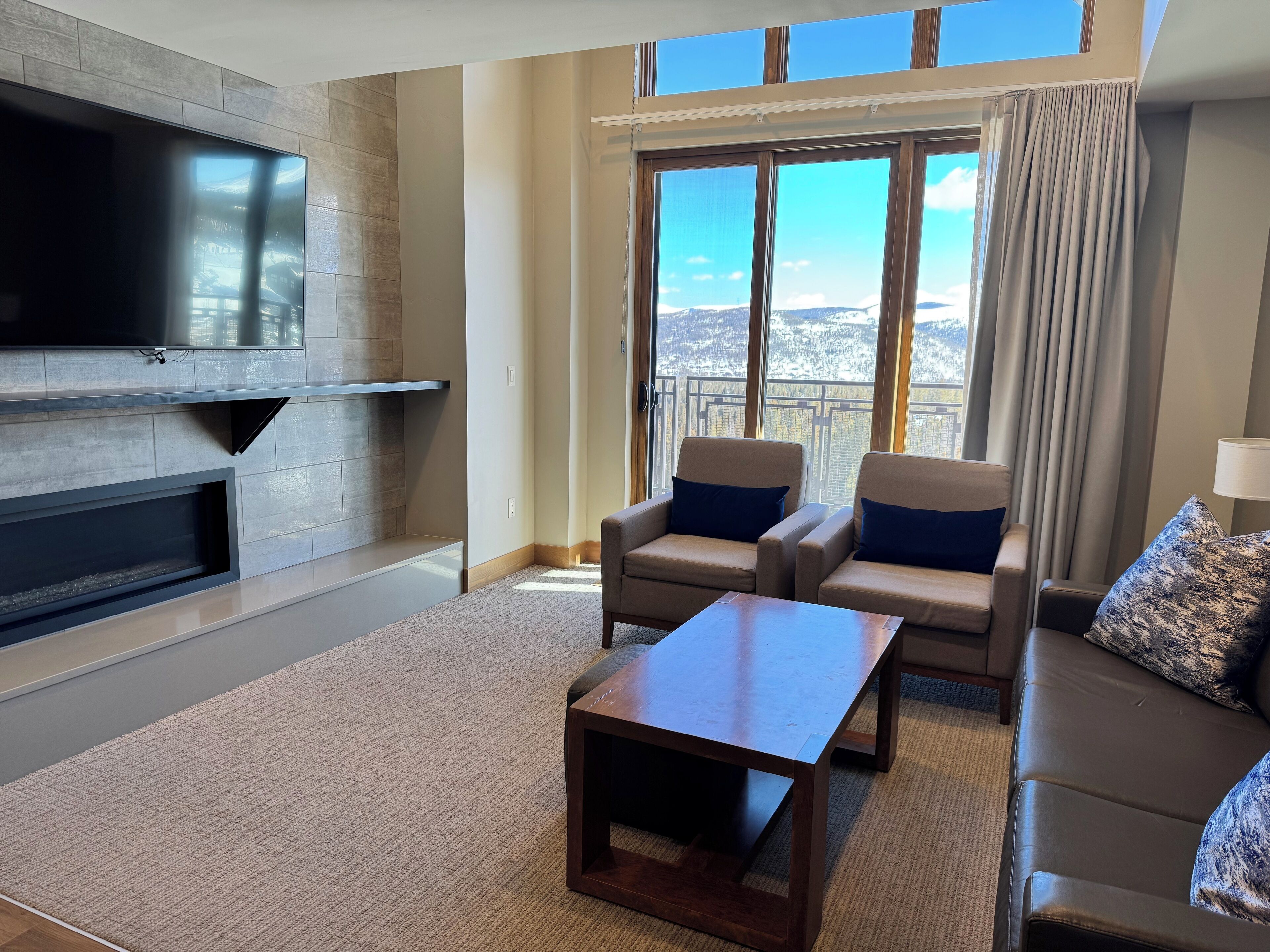 TV, fireplace, video games, foosball