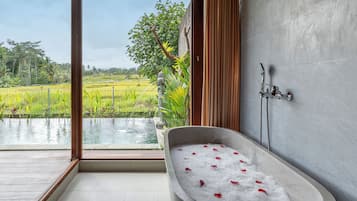 One Bedroom Villa with Rice Field View | Bathroom | Bathrobes, slippers
