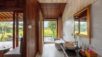 One Bedroom Villa with Rice Field View | Bathroom | Bathrobes, slippers