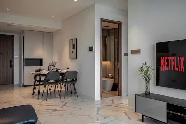 Suíte presidencial, 2 quartos, acesso ao Club Lounge, vista para a cidade | Roupas de cama de algodão egípcio, roupas de cama premium