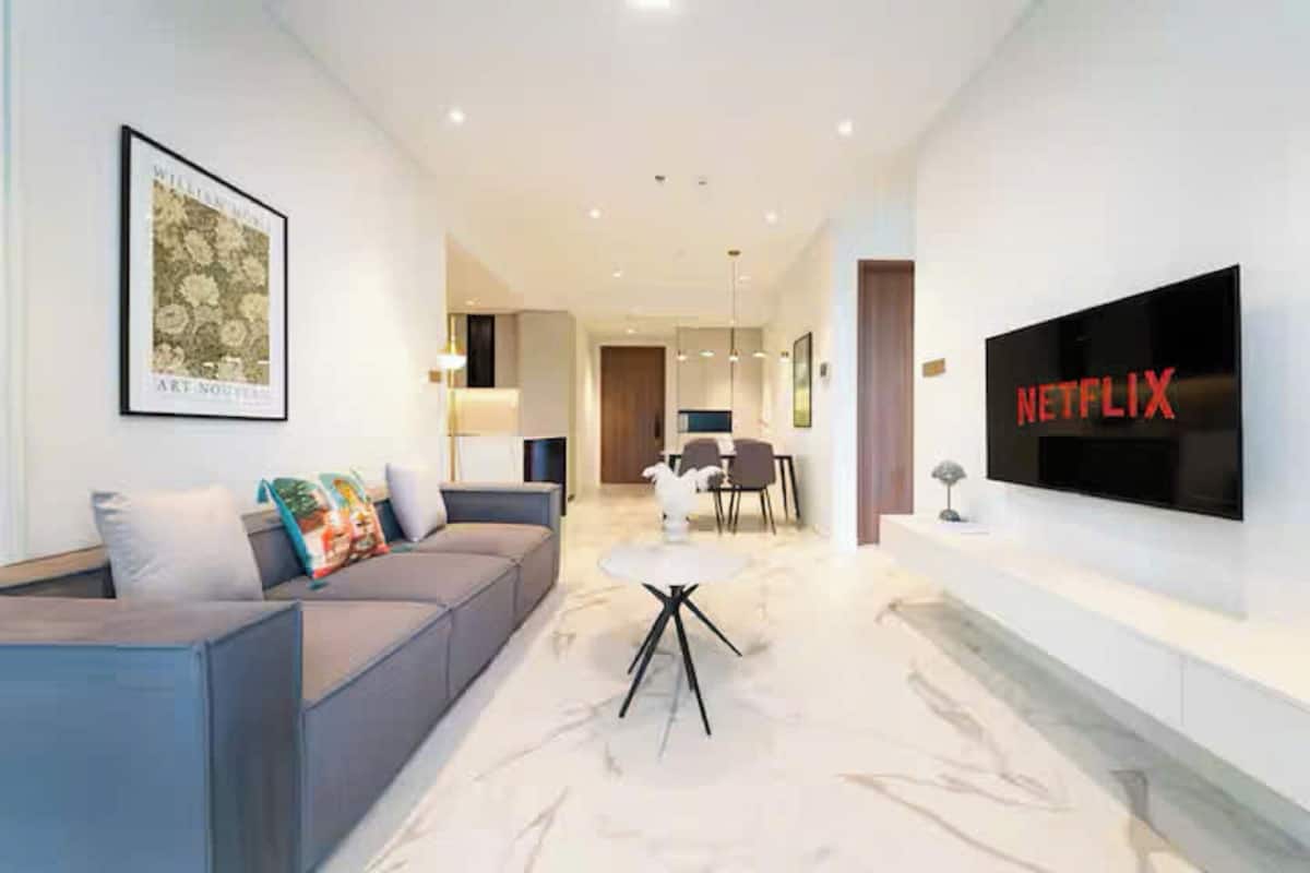 Suíte família, 3 quartos, acesso ao Club Lounge, vista para a cidade | Roupas de cama de algodão egípcio, roupas de cama premium