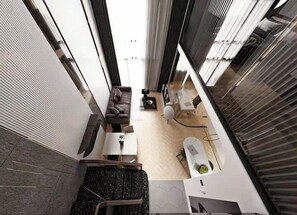 Suite Majestueuse, 1 chambre, accès au salon club, vue ville | Draps en coton égyptien, literie de qualité supérieure