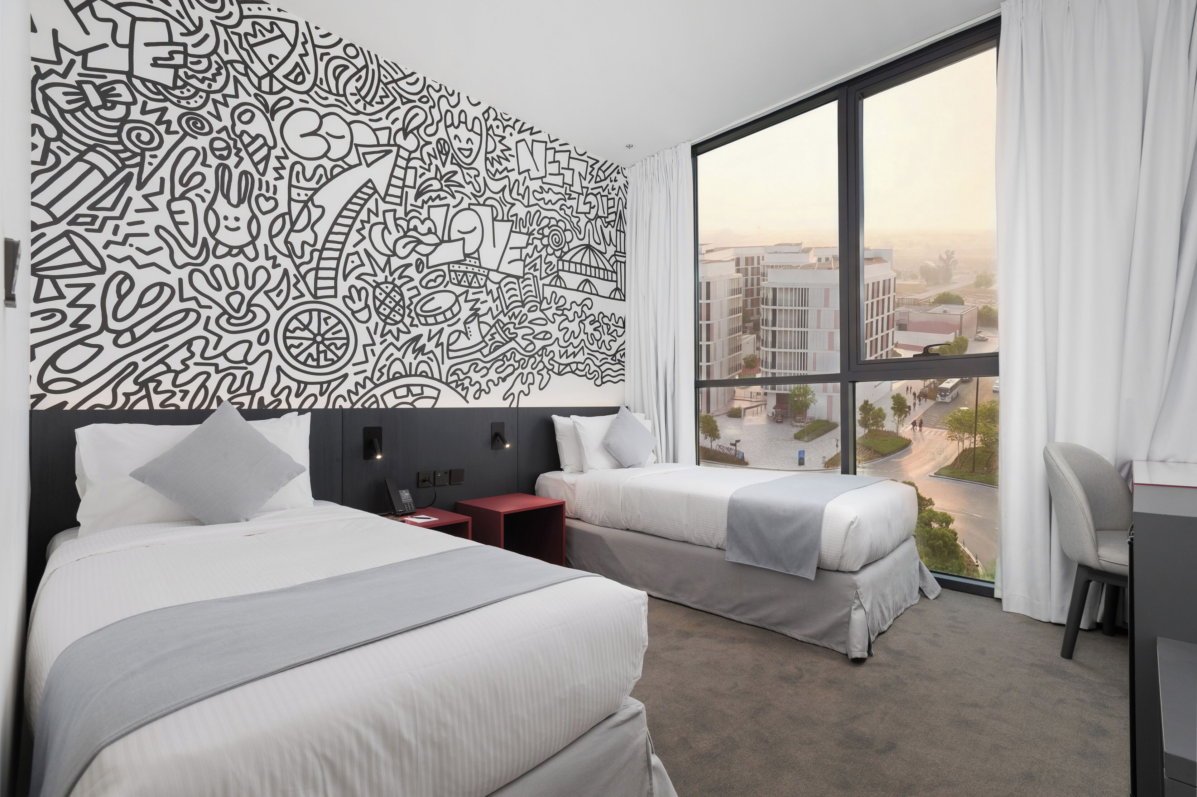 Stylish Twin | In-room safe, desk, laptop workspace, iron/ironing board