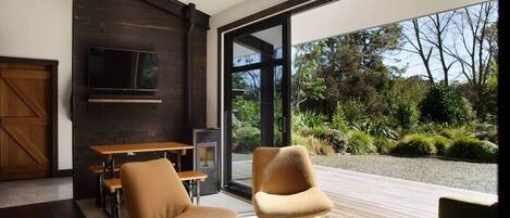 Televisión y chimenea