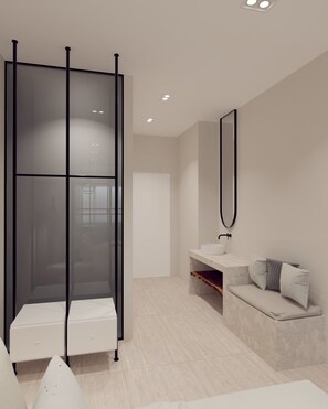 淋浴设施、吹风机、毛巾、肥皂