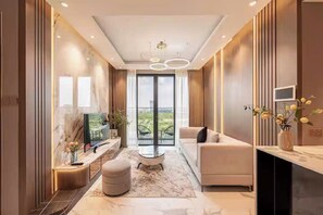 Suíte presidencial, 2 quartos, acesso ao Club Lounge, vista para a cidade | Roupas de cama de algodão egípcio, roupas de cama premium