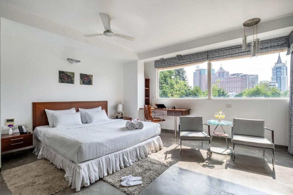 Luxury Studio, Patio, City View | In-room safe, desk, laptop workspace, soundproofing