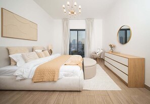 2 bedrooms, iron/ironing board, free WiFi, bed sheets - Beachfront Apartment W Pool & Balcony Cyan Beach (Sharjah)