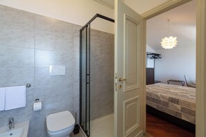 Ducha, secador de pelo, bidé y toallas