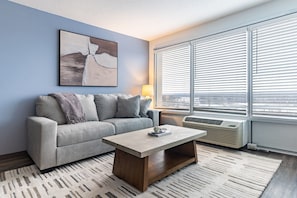 Apartment (1 Bedroom) | Living area | 50-inch Smart TV with digital channels - Landing in Downtown Hartford Near Dunkin' Park (Hartford)