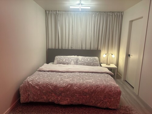 Self contained studio with small kitchen and washroom.