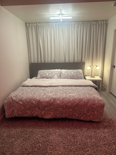 Self contained studio with small kitchen and washroom.