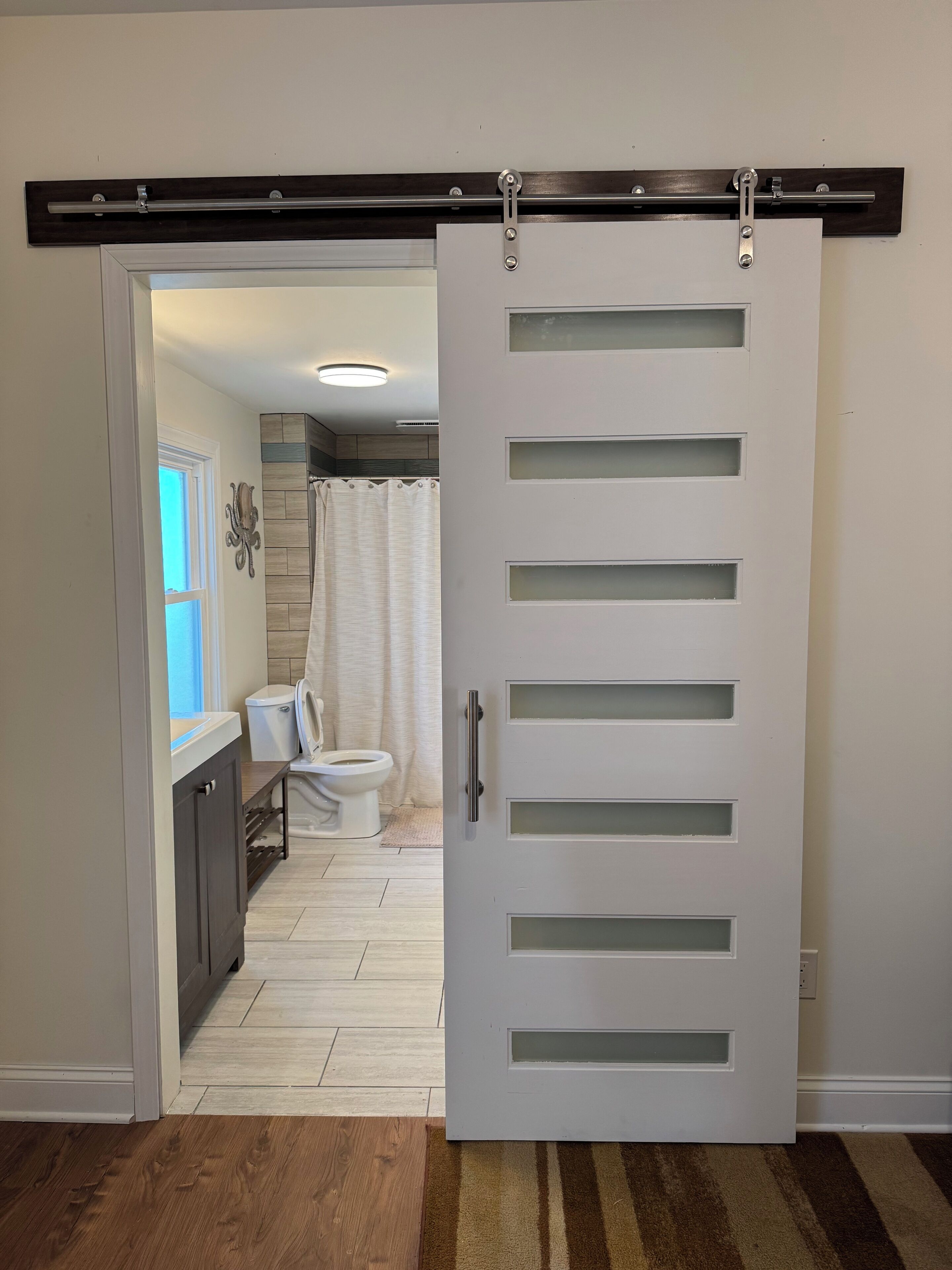 Shower, soap, toilet paper
