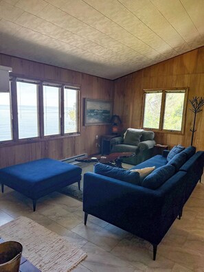 Smart TV, caminetto, libri