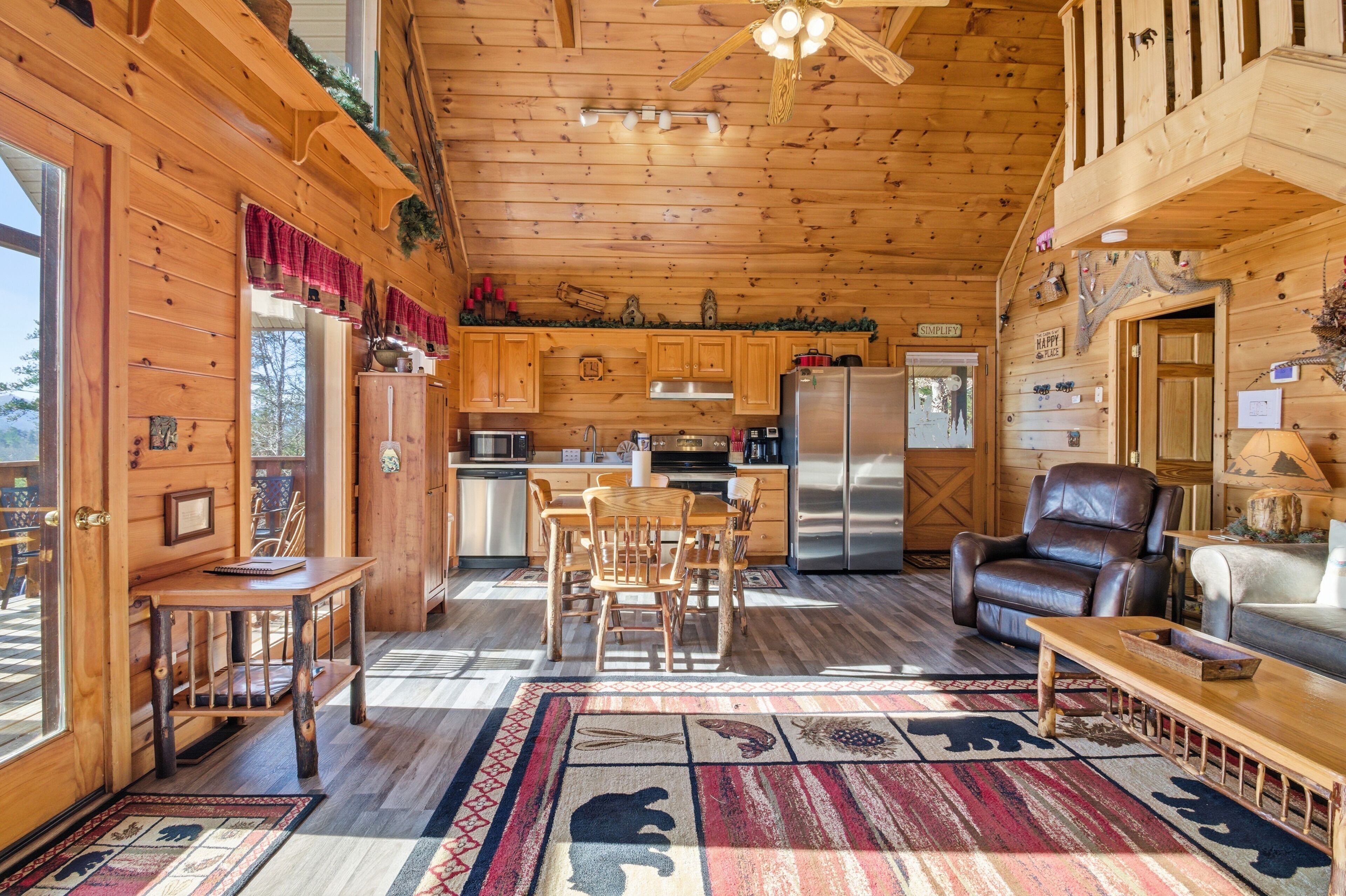 Signature Cabin, 1 Bedroom, Balcony, Mountain View | Living room | 40-inch Smart TV with digital channels, fireplace, video game console