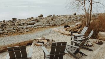 On the beach, beach towels