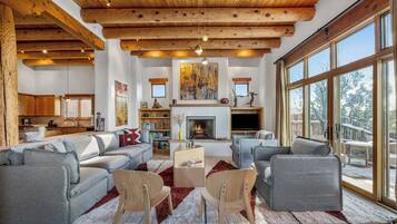 TV, fireplace, offices