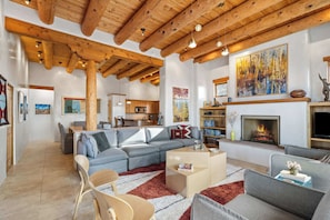 TV, fireplace, offices